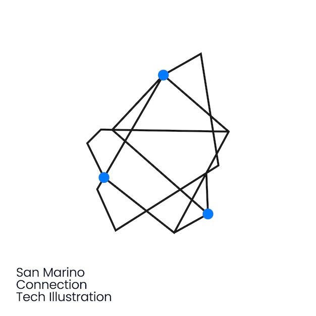 Tecnología de conexión de San Marino Tecnología geométrica Poligonal Ilustración del icono vectorial del logotipo