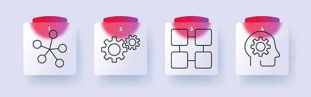 Tecnología y conjunto de sistemas icono engranajes de red flujo de trabajo IA automatización innovación desarrollo inteligencia de procesos digitales