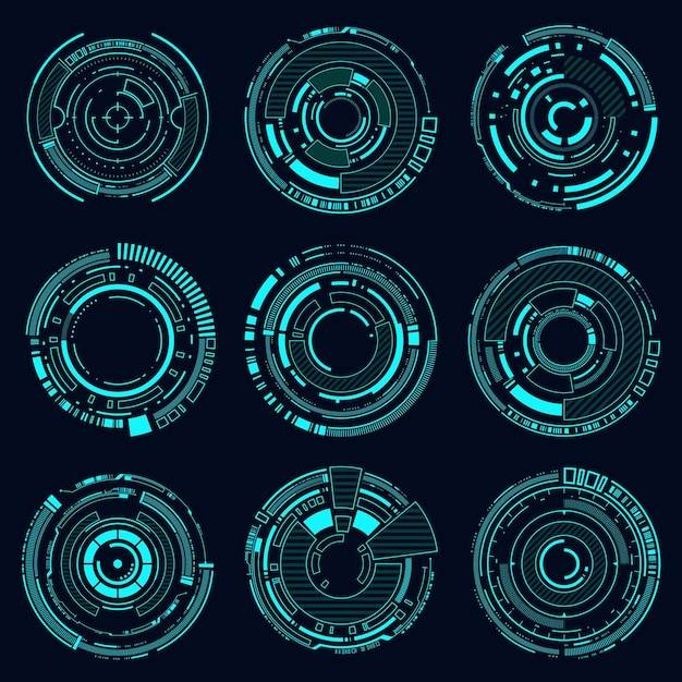 Tecnología de conjunto vectorial círculo HUD tecnología de marco futurista Tecnología elemento Hitech