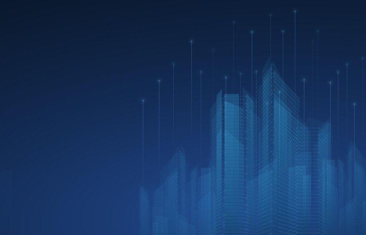Tecnología de construcción de fondo digital de la ciudad inteligente arquitectura futurista