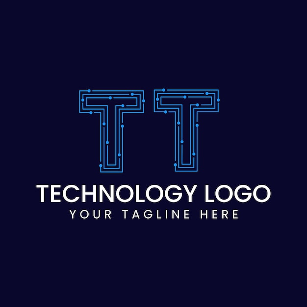 Tecnología Contorno Letra de fuente con puntos y líneas