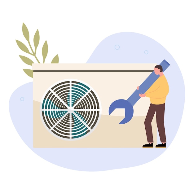 Tecnología de control de clima y clima interior Aparato de refrigeración y calefacción Aire acondicionado Monitor de calidad del aire Metáforas del sistema de ventilación Ilustraciones de metáforas de conceptos aislados de vectores HVAC
