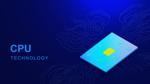tecnología de CPU con procesador de microchip para concepto de tecnología informática