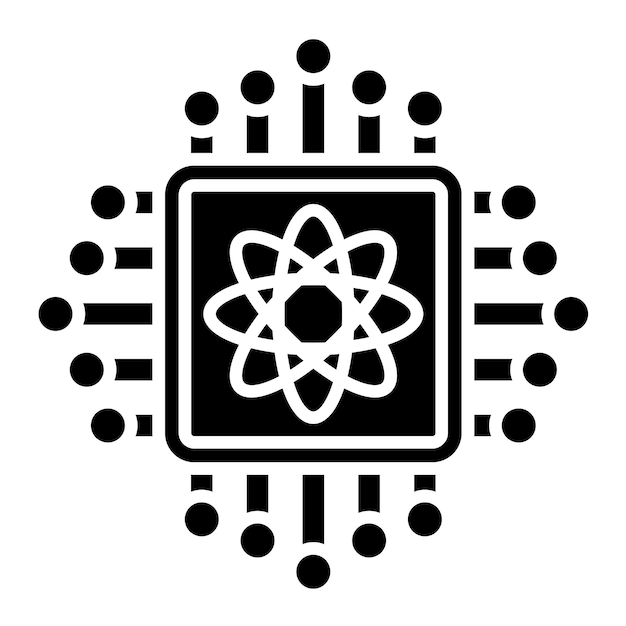 Tecnología Cuántica Ilustración en negro sólido