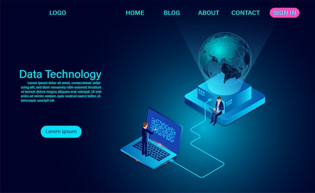 Tecnología de datos. comunicación por computadora red de Internet alrededor e intercambio de datos sobre el planeta.
