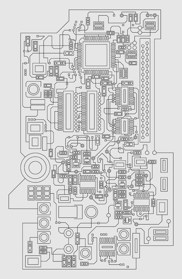 Vector tecnología digital de circuitos de placas de circuitos ilustración vectorial esbozo