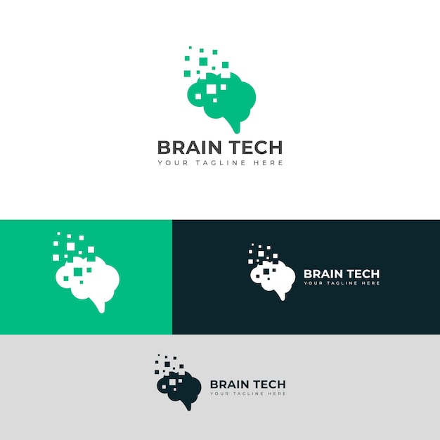 Tecnología digital creativa Vector cerebral Logotipo