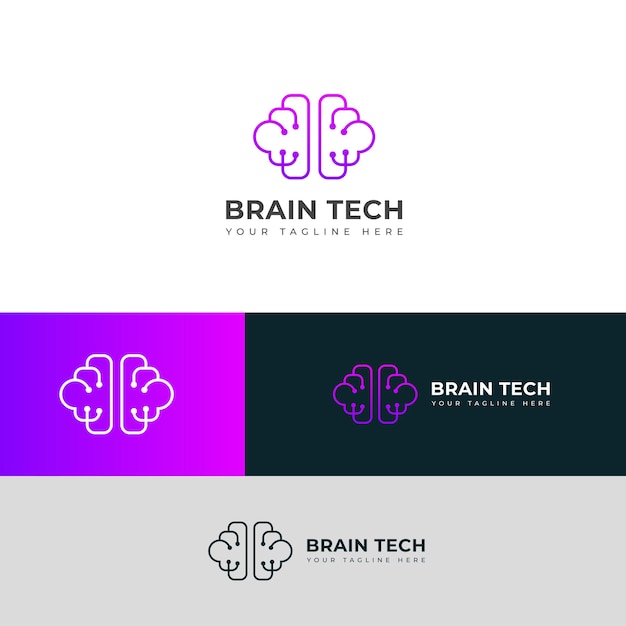 Tecnología digital creativa Vector cerebral Logotipo