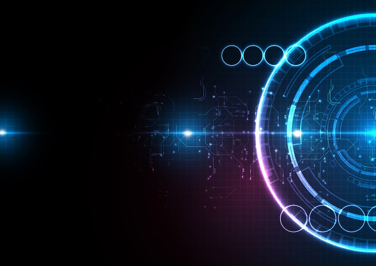 Vector tecnología digital dark blue light circle