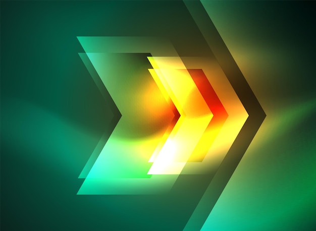 Tecnología digital flechas brillantes fondo abstracto geométrico moderno con efectos de luz y lugar para su mensaje