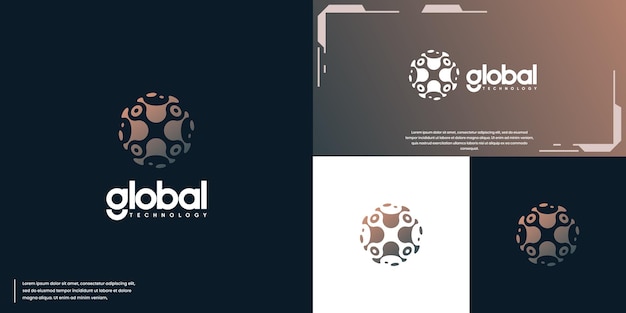 tecnología digital global conexión digital ciencia plantilla de diseño de logotipo
