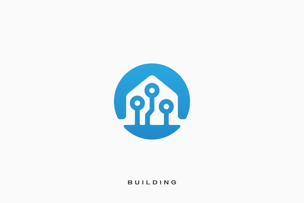 tecnología digital hogar vector concepto de logotipo renovación de bienes raíces arquitectura de estructura moderna