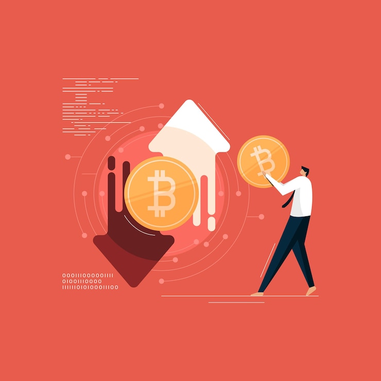 Vector tecnología digital de inversión y comercio de criptomonedas bitcoin
