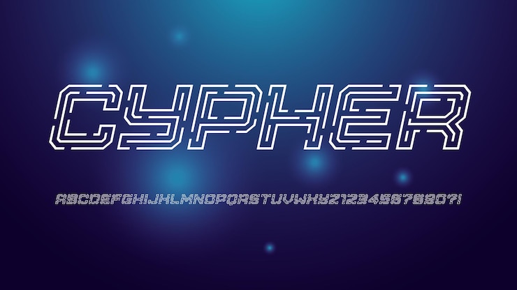Vector la tecnología digital de moda con trazos de letras mayúsculas del alfabeto vectorial establece tipografía