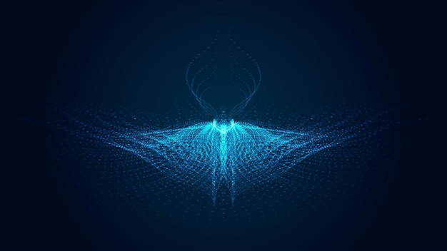 tecnología digital sentido abstracto figuras voladoras están compuestas de partículas luminosas