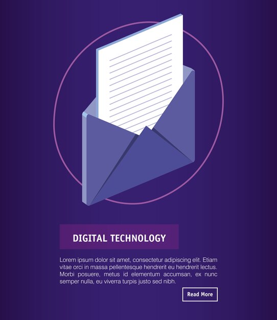 tecnología digital de sobre isométrica