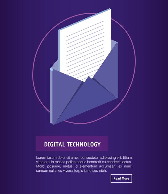 Tecnología digital de sobre isométrica