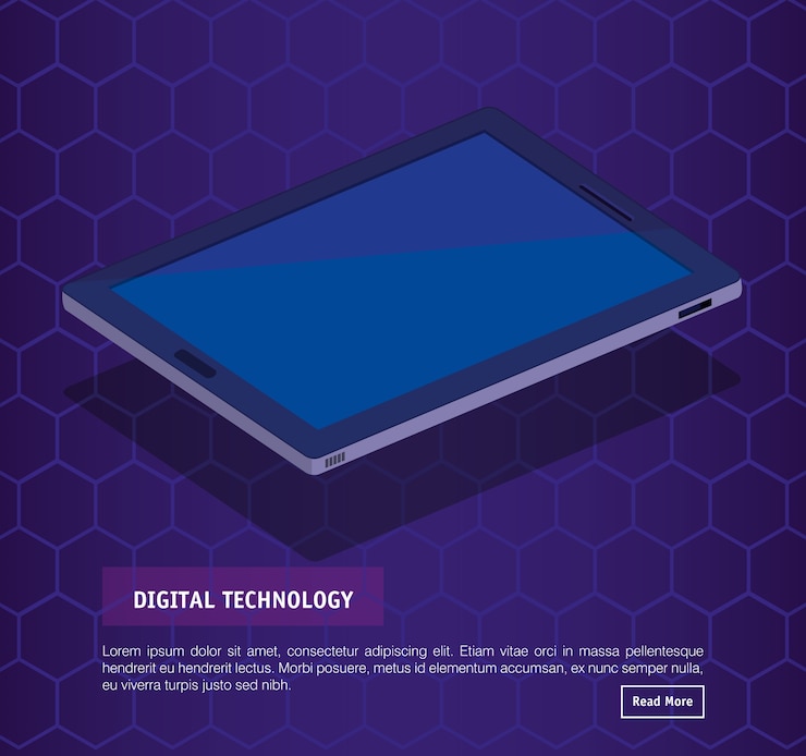 Vector tecnología digital de tableta isométrica