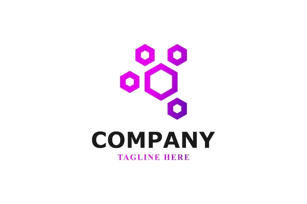 Tecnología y dimensiones del logotipo hexagonal