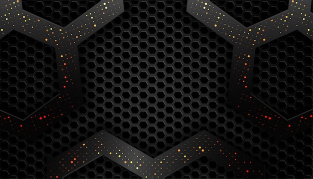 Tecnología de diseño de diseño de marco negro abstracto de forma superpuesta con brillos y efecto de luz