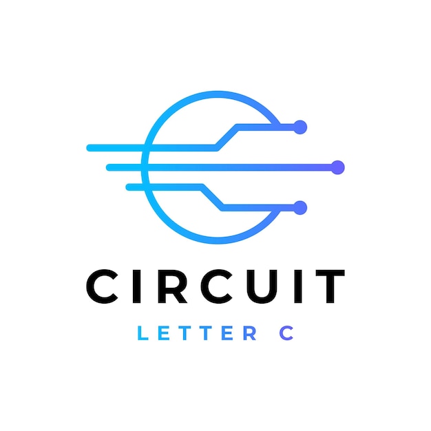 tecnología de diseño de logotipo o circuito abstracto con la letra C