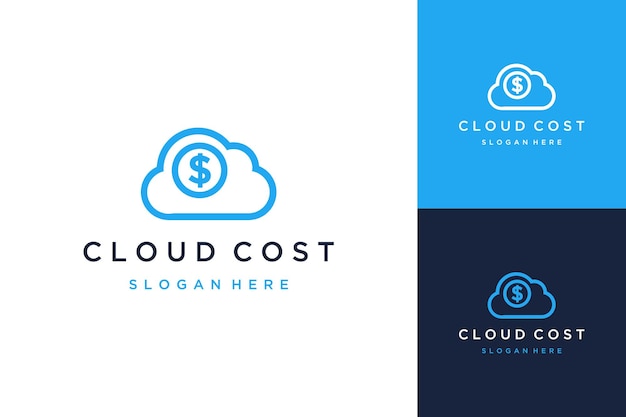 Tecnología de diseño de logotipo simple o nubes con monedas.