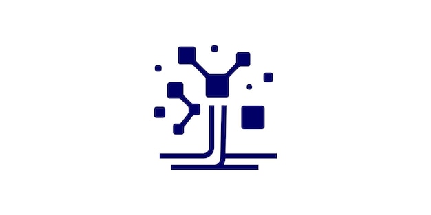 tecnología de diseño de logotipos una combinación de formas de árboles con píxeles