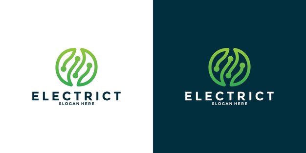 Tecnología de diseño de logotipos eléctricos leaf tech para su negocio.