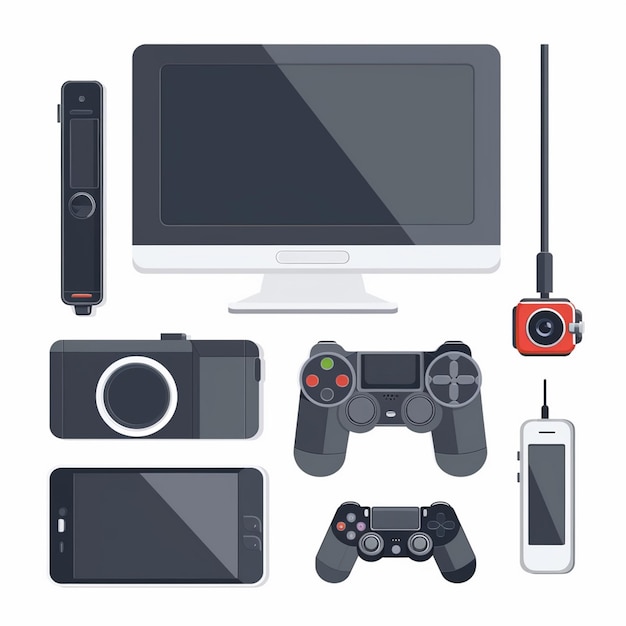 tecnología de dispositivos vectoriales ilustración gadget digital conjunto de diseño moderno icono móvil cartoo