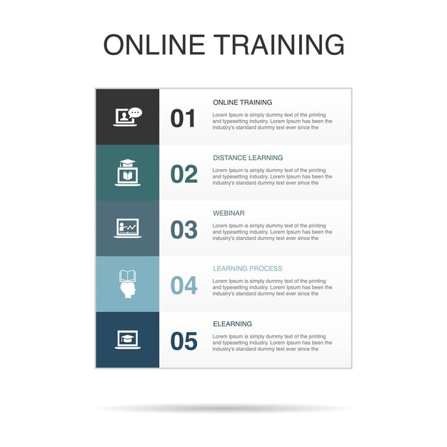 Tecnología de disrupción digital cambio innovación iconos de big data Plantilla de diseño infográfico Concepto creativo con 5 pasos