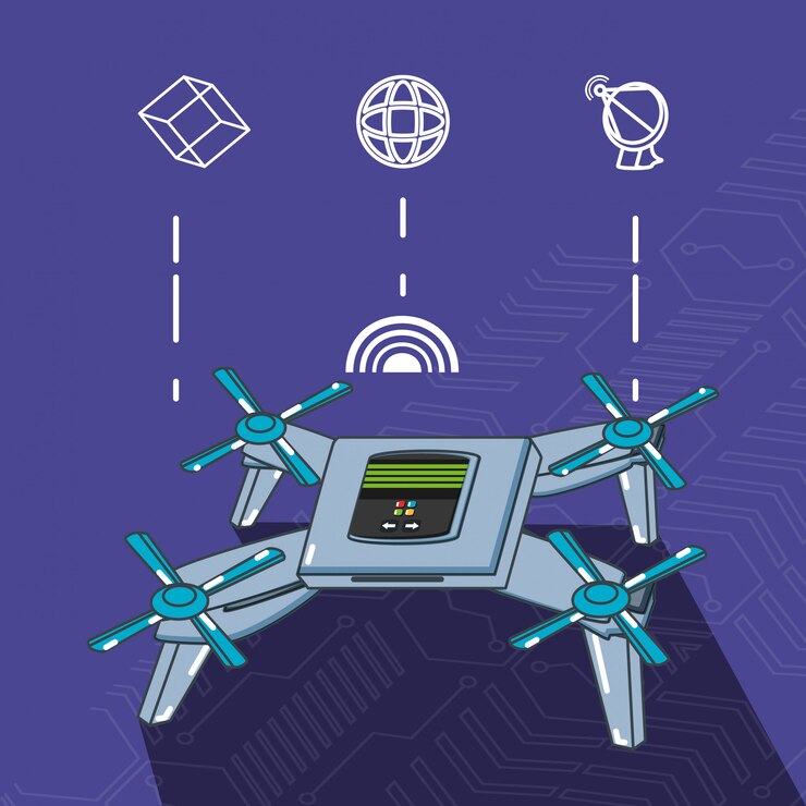 Vector tecnología drone establece gadgets