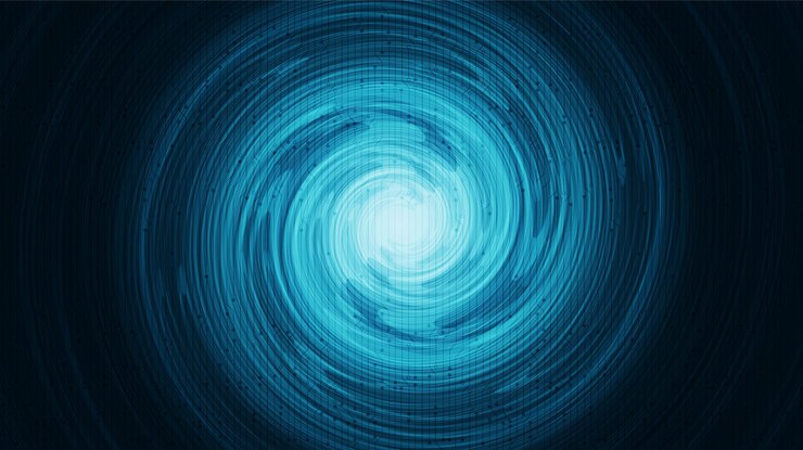 Vector tecnología espiral sobre fondo futuro, diseño de concepto digital y de comunicación de alta tecnología, espacio libre para texto en el lugar, ilustración vectorial.