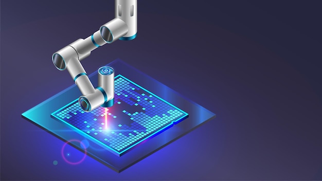 Tecnología fabricación electrónica de chips de semiconductores de cristal Producción de brazos robóticos Procesador de silicio en semiconductor de cristal Equipamiento de la industria electrónica Fábrica de CPU de nanotecnología