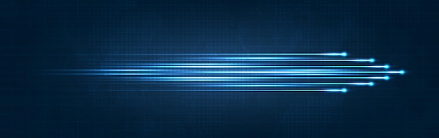 La tecnología de flecha azul de movimiento de velocidad de la luz comunica la red de datos inalámbrica de fondo y el concepto de tecnología de conexión diseño de vector de fondo futurista de alta velocidad