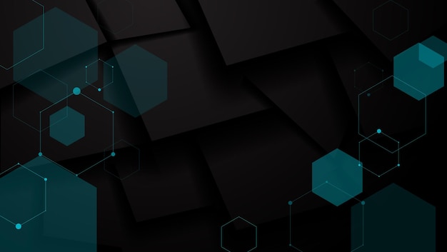 tecnología fondo hexagonal en la parte superior de una pila de placas metálicas