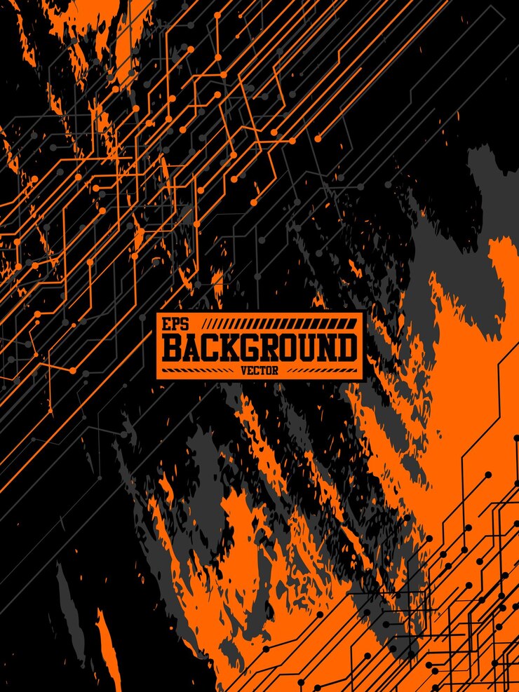 tecnología de fondo negro naranja gris