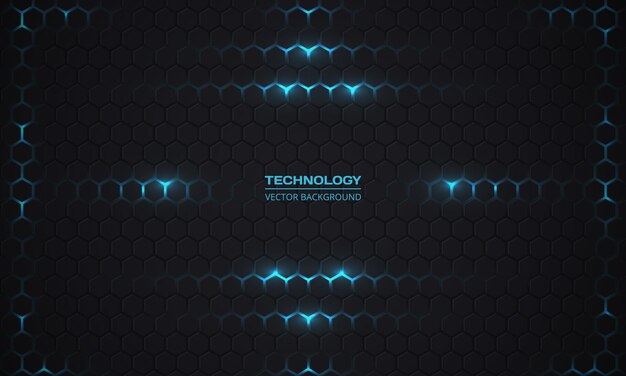 Tecnología de fondo oscuro hexagonal.