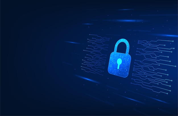 Tecnología de fondo seguridad cibernética bloqueo de tamaño de píxel conectado al circuito de tecnología que representa