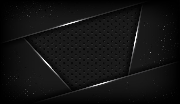 Tecnología de forma de superposición negra abstracta con brillos