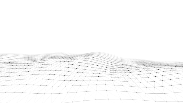 Tecnología futurista Ciberespacio digital Onda vectorial abstracta con partículas en movimiento y datos de líneas