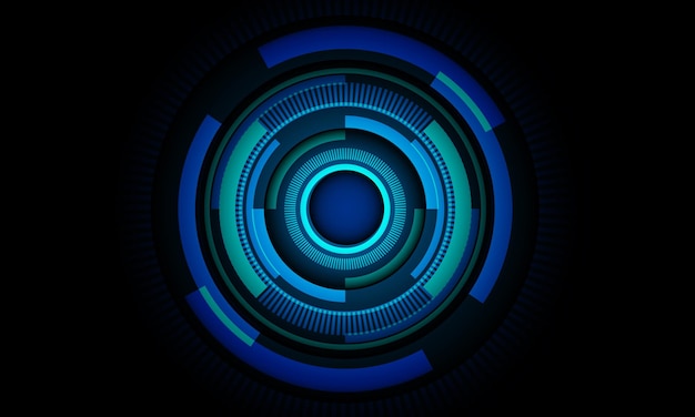 Tecnología futurista círculo de luz azul potencia energía geométrica en vector de fondo negro