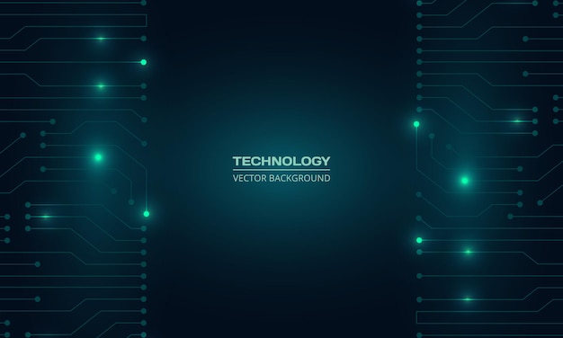 Tecnología futurista fondo verde oscuro con línea de circuito red digital técnica abstracta