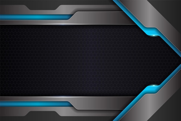 Tecnología futurista moderna Resplandor azul sobre fondo metálico