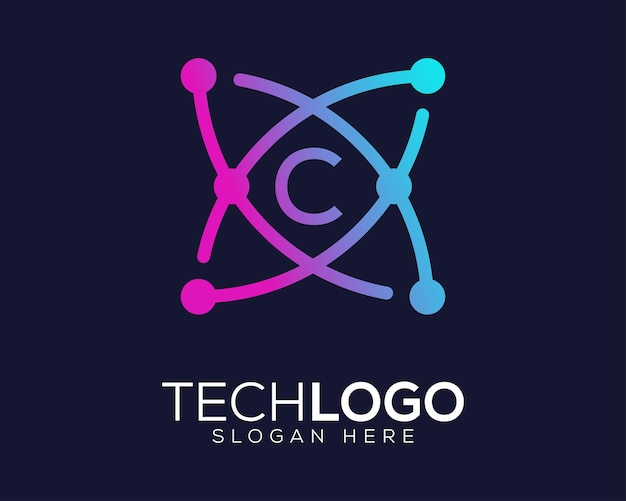 tecnología gradian color letra c logo