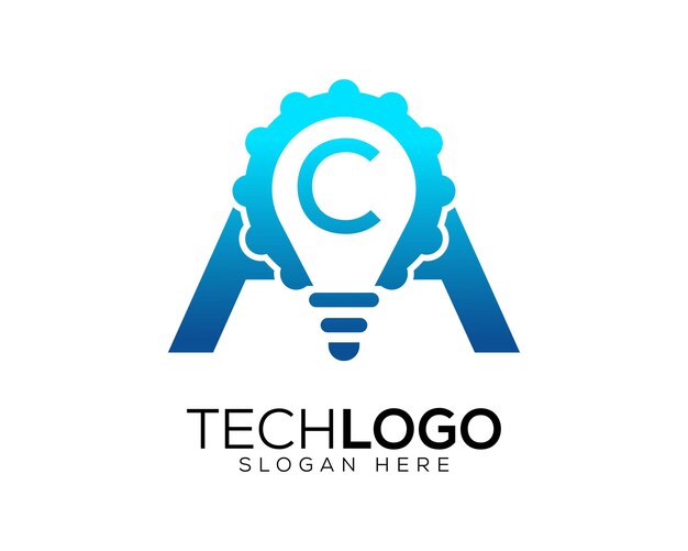 tecnología gradian color letra c logo