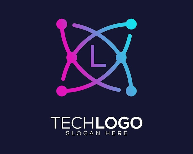 tecnología gradian color letra l logo