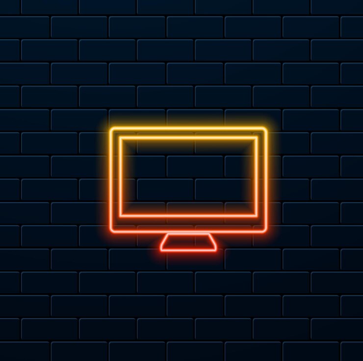 Vector tecnología de hardware de pantalla de computadora ilustración vectorial diseño gráfico de estilo neón imagen vectorial