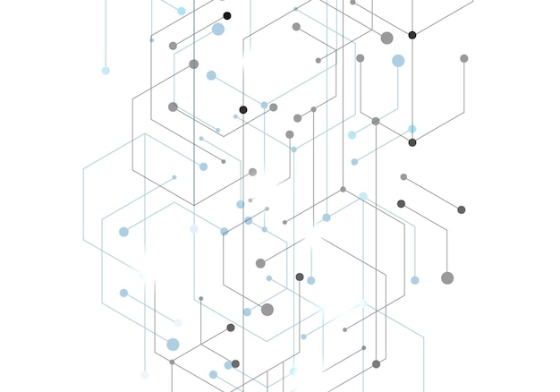 La tecnología hexagonal se conecta en un estilo moderno sobre fondo blanco. Red de conexión a Internet de alta tecnología digital. Diseño gráfico de la tecnología de fondo abstracto. Plantilla de vector.
