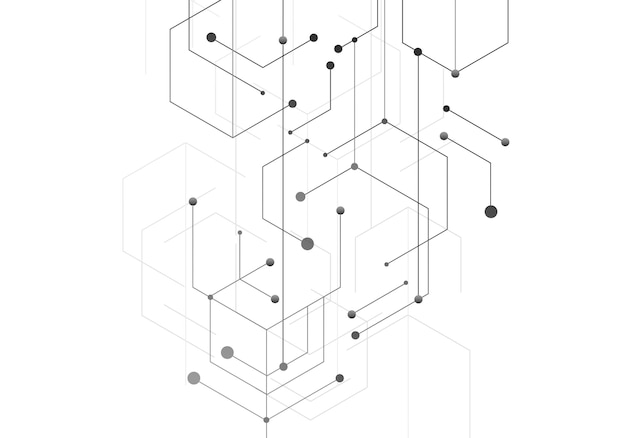 La tecnología hexagonal se conecta en estilo moderno sobre fondo blanco red de conexión a internet alta tecnología digital diseño gráfico de tecnología de fondo abstracto plantilla vectorial