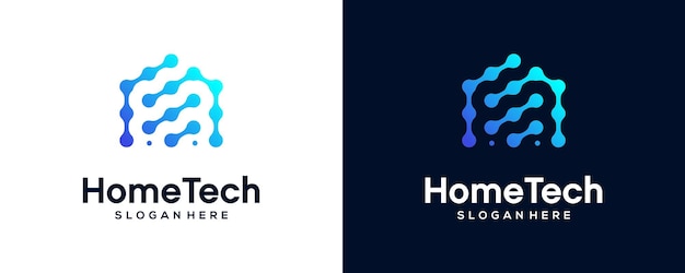 Tecnología para el hogar abstracta con vector de diseño de logotipo de estilo lineal